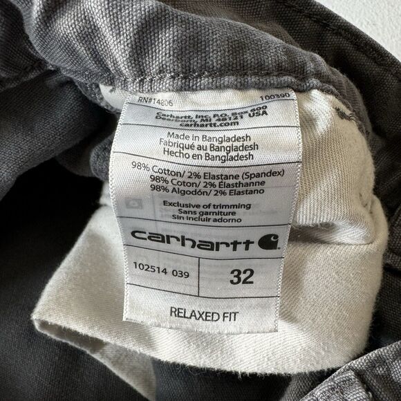 Carhartt Shorts Men’s 32 Gray Relaxed Fit Canvas Work Utility Distressed 102514 - Picture 3 of 8